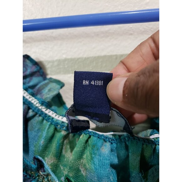 Chaps blue teal paisley sheer top, pullover, blouse, size L - Picture 3 of 4